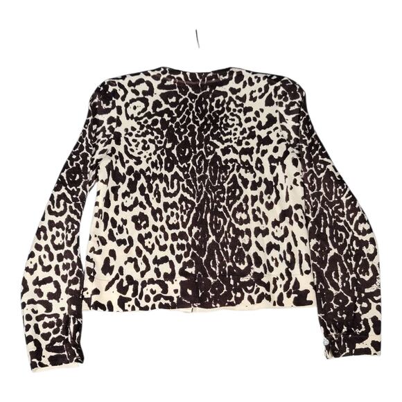J.Crew Leopard Print Teddie Wool Sweater Cardigan Button Front Long Sleeve Sz M - Picture 6 of 15